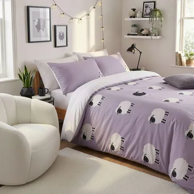 Produktbild von L'Essentiel Linge de Maison, XXL Bettwäsche Set (1 Stück) in Lila, 155 x 220 cm, 70% Baumwolle / 30% Polyester, Maschinenwaschbar bei 30 °C, mit Knopf- und Umschlagverschluss, elegantes Design.
