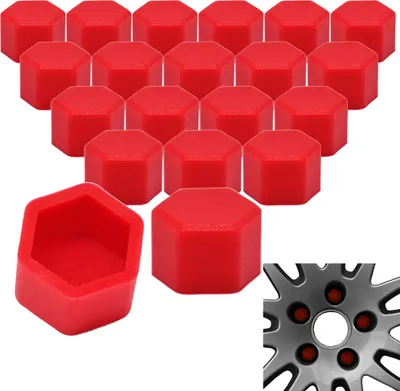 Produktbild von 20x Radschrauben Silikon Kappen Set Abdeckung SW17 17MM Rot kompatibel mit VW AUDI BMW MINI FORD OPEL