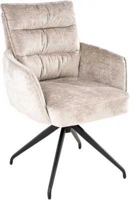 Produktbild von Polsterstuhl - Beige - Schwarz - Webstoff - Metallgestell - 360 Grad drehbar