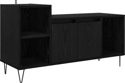 Image de vidaXL Meuble TV noir imitation chêne 100 x 35 x 55 cm Bois composite