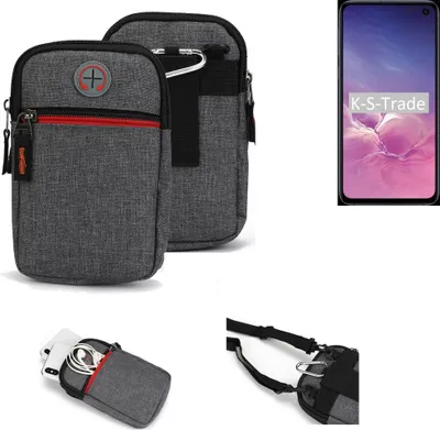 Produktbild von K-S-Trade Holster Gürteltasche kompatibel mit Samsung Galaxy S10e (DUOS) Handy Tasche Schutz Hülle grau Zusatzfächer 1x