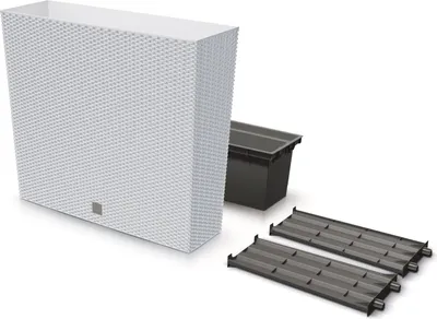 Produktbild von Rato Case Tower Pflanzkübel mit Innentopf Pflanztrog Blumentrog für Innen- und Außenbereich Rechteckig Kunststoff 770x235x686mm Weiß