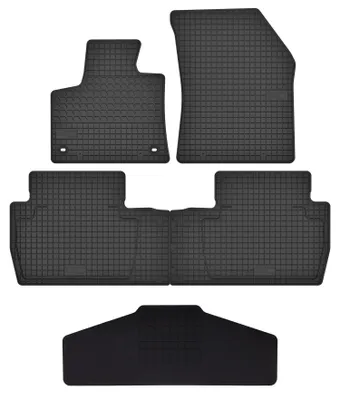 Image de Tapis de sol en caoutchouc + tunnel pour Peugeot 5008 II 2017-2024 (crossover) – 5 pièces, noirs, sur mesure