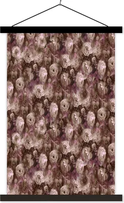 Produktbild von MuchoWow® Textilposter Blumen - Rosen - Ölfarbe 120x180 cm mit schwarzem Rahmen - Fotos