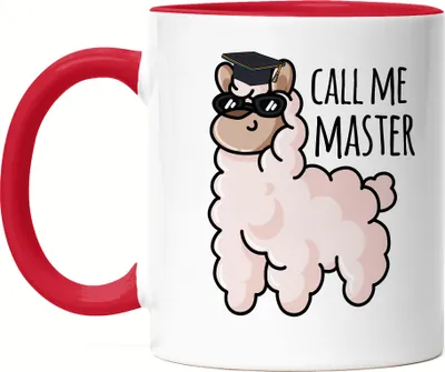 Produktbild von Call me Master Tasse Rot Masterabschluss Geschenk Lustig Alpaka Studium Absolvent Uni
