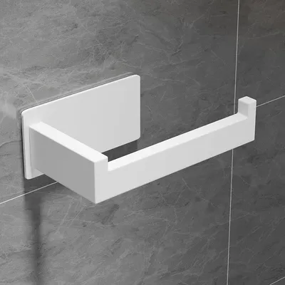 Image de Porte-papier hygiénique sans perçage, porte-papier hygiénique autocollant en acier inoxydable, porte-papier hygiénique pour la cuisine et la salle de bains, blanc