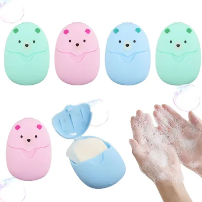 Produktbild von 6er Set 50pcs Seifenscheiben mini tragbare bequeme Duftblätter Waschen von Handseife für Reisen waschen