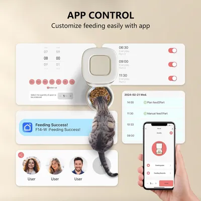 Immagine prodotto di Distributore automatico di cibo per animali domestici - Dispenser automatico con Wi-Fi 2.4G, controllo tramite app e ciotola in acciaio inossidabile - Capacità 3L - Beige