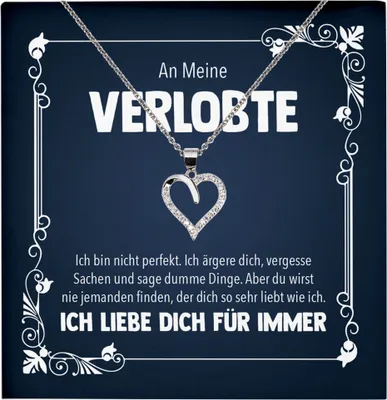 Produktbild von 22Feels Echt Silber Halskette - An Meine Verlobte - Geschenk Frauen Schmuck Set Verlobung Valentinstag für Sie Geburtstag - Herz Anhänger, Karte