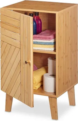 Image de Armoire de salle de bain Famanu avec étagère réglable - Naturel, 70x40x37 cm