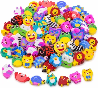 Produktbild von Radiergummis Tiere Set 50 Stück, Mini Radiergummis, für Schule