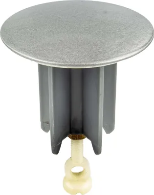 A close-up studio shot of a drain stopper.