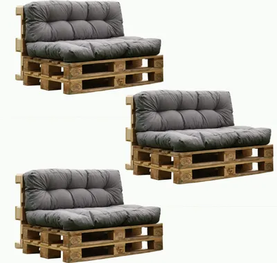 Produktbild von Palettensitzkissen 6er Set grau 120x80 cm und 120x40 cm Outdoor Indoor