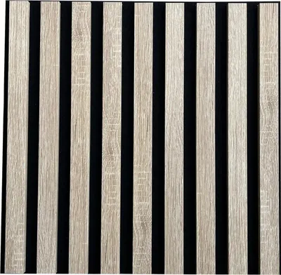 Immagine prodotto di MEBANO. Pannello Acustico Legno Set di 6 pezzi 40x40 cm Rovere Sonoma con Lamelle Moderne su Feltro per Rivestimento Parete Effetto Legno