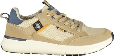 Produktbild von Bequemer Herrensportschuh Beige mit Blauen Akzenten und Schnürsenkeln