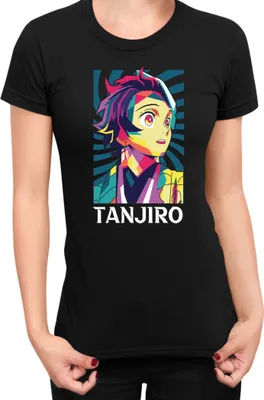 Produktbild von Damen T-Shirt Demon Anime Slayer Kimetsu No Yaiba Tanjiro Kamado 012, Lady S / Schwarz