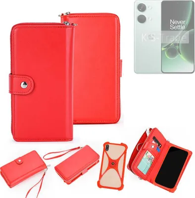 Produktbild von K-S-Trade 2in1 Schutzhülle Portemonnee Handyhülle mit Bumper kompatibel mit OnePlus Nord 3 5G Hülle Case Etui Geldbörse Smartphone rot (1x)