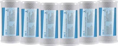 Produktbild von Bellerofonte 6x CTO Carbon Block Wasserfilterpatronen für Trinkwasser, Umkehrosmoseanlagen, passend für alle 5 Zoll Filtergehäuse 5 Micron Filtergewebe