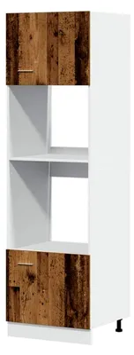 Produktbild von Mikrowellenschrank Lyon in Altholz-Optik 60x57x207 cm aus Holzwerkstoff, Küchenschrank, Hochschrank, Küchenmöbel, Küchenzeile für Backofen und Mikrowelle
