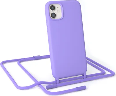 Produktbild von EAZY CASE Handykette Silikon Premium kompatibel mit Apple iPhone 11 Handyhülle mit Umhängeband, Handykordel mit Schutzhülle, Silikonhülle, Hülle mit Band, Kette für Smartphone, Lila
