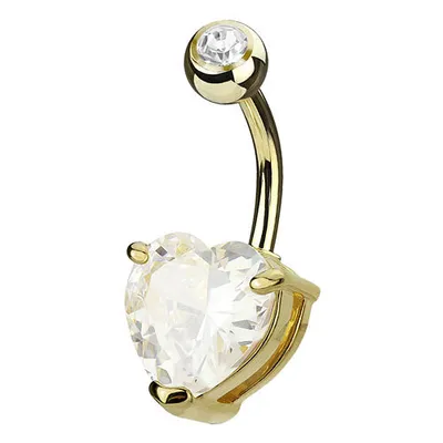 Produktbild von Taffstyle Bauchnabelpiercing Bauchnabelpiercing Banane Schmuck Stecker Herz Strass Kristall, Gold | Clear / 7mm