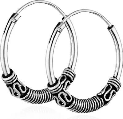Produktbild von Paar 925 Sterling Silber Keltische Celtic Gothic Creolen Massiv 20mm 7266