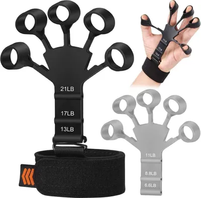 Produktbild von Welikera 2 Stück Fingertrainer Handtrainer,Fingerverstärker,Verstellbarer Silikon Handtrainer Griffkraft Trainer,unverformbarer Griffkrafttrainer