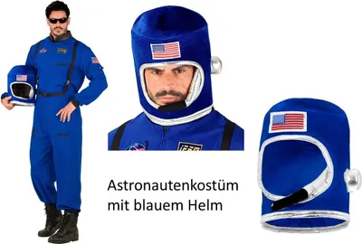 Produktbild von Astronauten Kostüm für den Mann- Raumfahrer Kosmonaut mit blauem Helm L - 52/54
