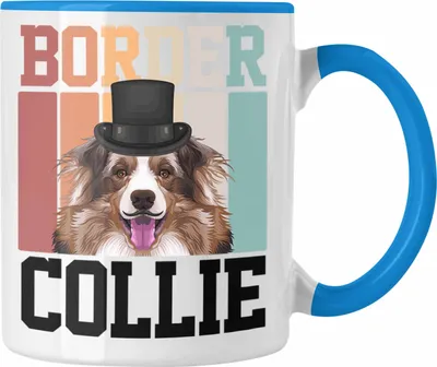 Produktbild von Trendation - Border Collies Besitzer Tasse Geschenk Lustiger Spruch Geschenkidee Retro Vinatge Border Collies (Blau)
