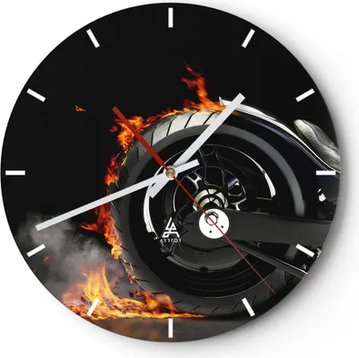 Produktbild von Wanduhr - Rund - Glasuhr - Zerhacker geschwindigkeit stahl mann - 40x40cm - Schleichendes Uhrwerk - Lautlos - zum Aufhängen bereit - Dekoration Modern - Wanddekoration aus Glas - C3AR40x40-2513