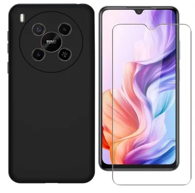 Immagine prodotto di Per ZTE Blade V70 Max Silicone TPU protettivo telefono cellulare caso nero + 9H vetro temperato