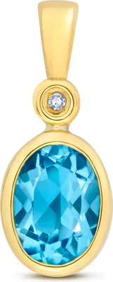 Produktbild von Eleganter 9 Karat (375) Gold Damen - Diamant Anhänger Brillant-Schliff mit Topas - 15mm*6mm; TRS14406