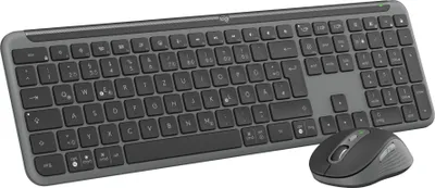 Produktbild von Logitech Signature Slim Combo MK950, Kabellos, RF Wireless + Bluetooth, Scherenschalter, QWERTZ, Graphit, Maus enthalten