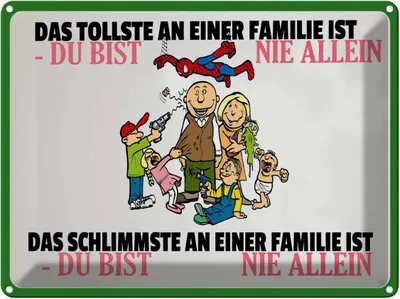 Produktbild von vianmo Blechschild 30x40 cm Familie du bist nie allein Spruch Zitat