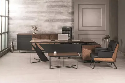 Image de Ensemble de bureau  bureau de direction design, buffet raffiné, fauteuil et table