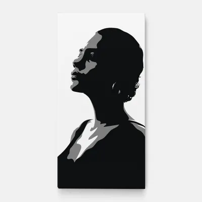 Produktbild von ARTHUB® Leinwandbild 40x80 cm, Black Woman Shilouette | Wohnzimmerdekoration, Hängende Bilder, Wanddekoration, Heimdekoration, Frauen, Silhouetten