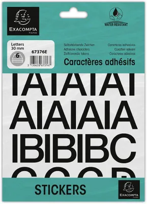 Image de EXACOMPTA Lettres autocollantes A-Z 30 mm noir