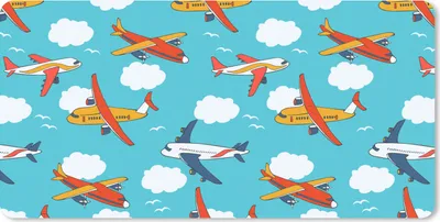 Produktbild von MuchoWow® Schreibtischunterlage Muster - Flugzeug - Wolke - Luft - Junge - Kind - Kinder - Kinder 80x40 cm - XXL Mauspad - Gaming Mauspad