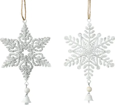 Produktbild von Christbaumschmuck Metall 18cm Schneeflocke Figur 1 Stück sort. Weiß