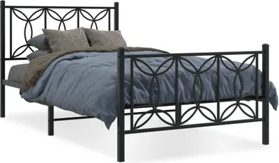 Obrázek produktu pro vidaXL Postel s čelem a nohou kovová černá 100x200 cm