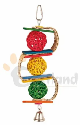 Image de Jouet pour oiseaux Balançoire pour oiseaux Corde à grimper avec cloche pour oiseaux env. 28 cm