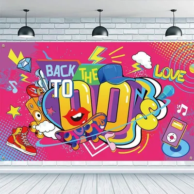 Produktbild von Party Banner "Back to the 00's" 185x110cm Stoff Hintergrund Dekoration