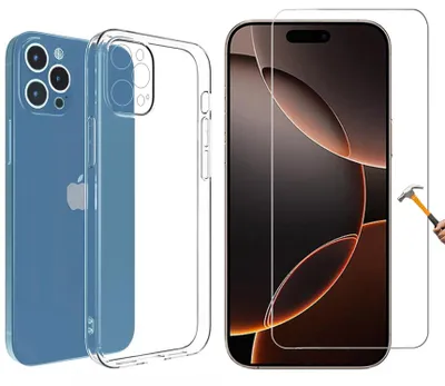 A clear product shot of a phone case and screen protector.
