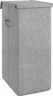 Produktbild von vidaXL Faltbarer Wäschekorb Grau 26 x 34,5 x 59,5cm Leinenimitat Stoff
