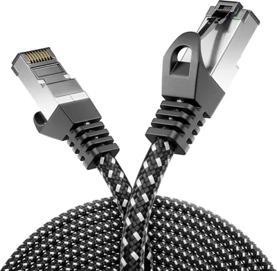 Produktbild von deleyCON 15m CAT7 LAN Kabel - Netzwerkkabel mit Kupfer & Nylonmantel - AWG27 600 MHz 10 Gbit/s S-FTP (PIMF) RJ45 Patchkabel Ethernetkabel für Internet DSL Router - Schwarz