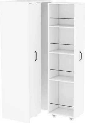Produktbild von Flieks Bücherregal Badezimmerschrank Kücheschrank Erweiterbar, Hoch Regal Hochschrank mit 2 Schubladen, austauschbar, 51.5x41x158cm, Weiß