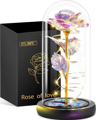 Image de Rose éternelle dans un verre avec lumière LED, boîte cadeau rose pour femme, maman, amie