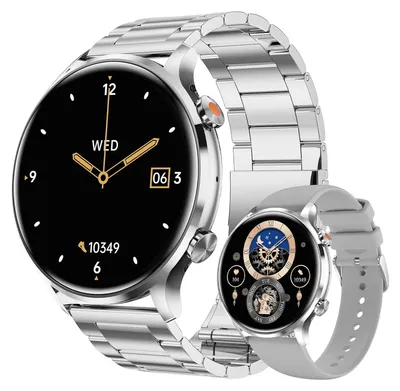 Produktbild von Fur Damen Herren mit Telefonfunktion, AMOLED 5ATM wasserdichte FitnessTaschenlampe Schrittzähler Herzfrequenz, SpO2, Sport Aktivitätstracker