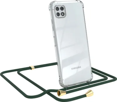 Produktbild von EAZY CASE Handykette kompatibel mit Samsung Galaxy A22 5G, Handyhülle mit Umhängeband, Handykordel, Schutzhülle Clear, Band in Grün