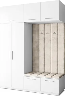 Produktbild von Masseno Garderobe-Set REMA 180/240/60 cm Modern Garderobenschrank Weiß, Veloursstoff MONOLITH 04 (Beige)
